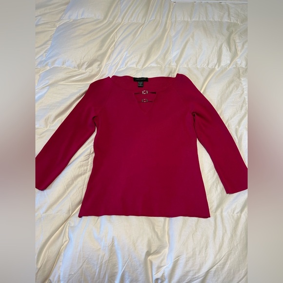 Cable & Gauge fuschia sz small women’s Spring sweater 3/4 sleeves, Easter, chic - Picture 5 of 9